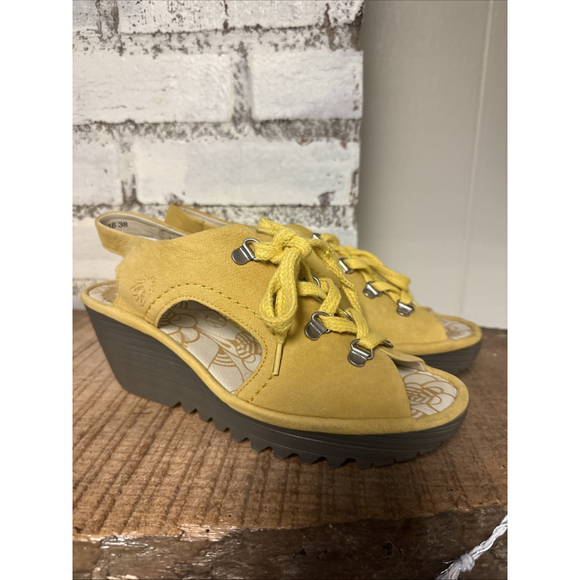 WOMENS FLY London YLVA Lace Up Comfort Platform Wedge Sandals EUR 38 US 8 - Picture 1 of 7
